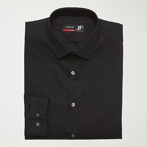 J. Ferrar Ultra Comfort Mens Regular Fit Stretch Fabric Wrinkle Free Long Sleeve Dress Shirt, 17-17.5 34-35, Black