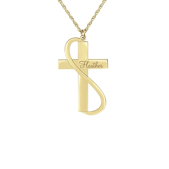 Personalized Womens Sterling Silver Cross Name Pendant Necklace