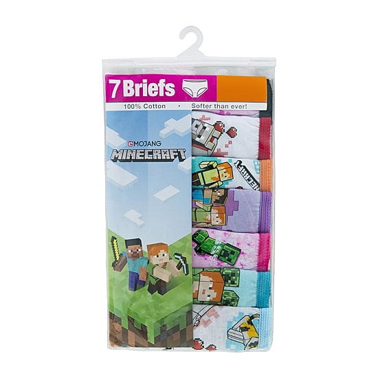 Little & Big Kid Girls Minecraft 7 Pack Brief Panty Gup2438