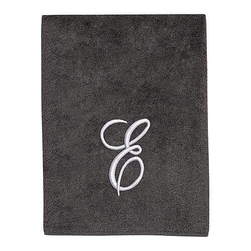 Avanti Premier Script Monogram Granite/Silver Bath Towel Collection, One Size, Gray