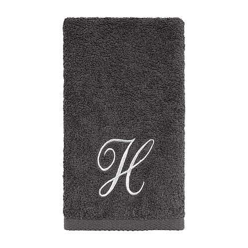 Avanti Premier Script Monogram Granite/Silver Bath Towel Collection, One Size, Gray