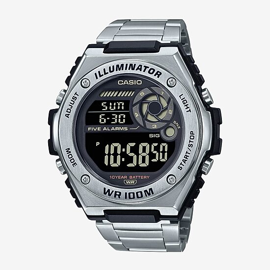 Casio Mens Silver Tone Stainless Steel Bracelet Watch Mwd100hd-1bv