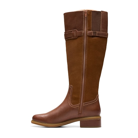 Clarks Womens Maye Carly Stacked Heel Riding Boots