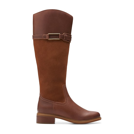 Clarks Womens Maye Carly Stacked Heel Riding Boots
