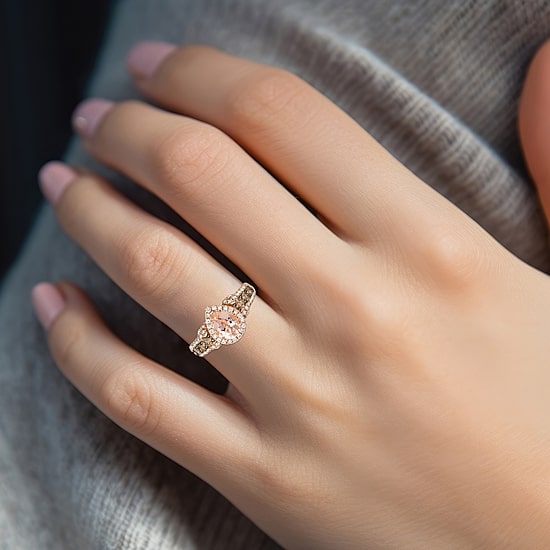 Le Vian® Grand Sample Sale™ Ring featuring 3/4 CT. Peach Morganite™ 1/3 CT. Chocolate Diamonds® 3/8 CT. Nude Diamonds™ set in 14K Strawberry Gold®