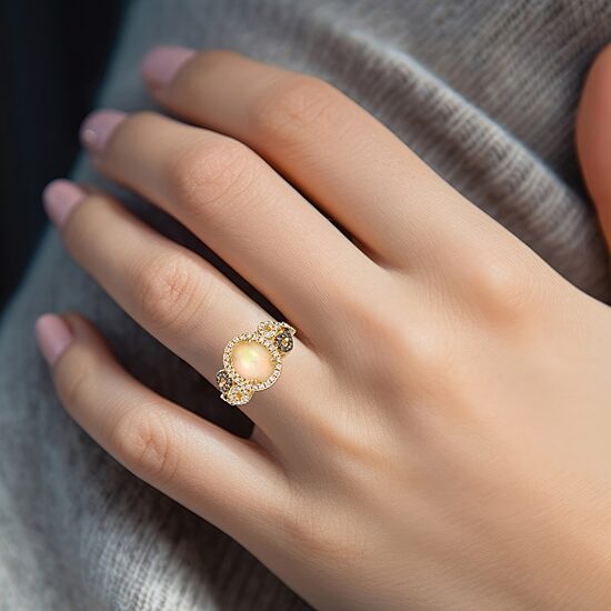 Le Vian® Grand Sample Sale™ Ring featuring 1 1/5 CT. Neopolitan Opal™ 1/5 CT. Chocolate Diamonds® 3/8 CT. Nude Diamonds™ set in 14K Honey Gold™
