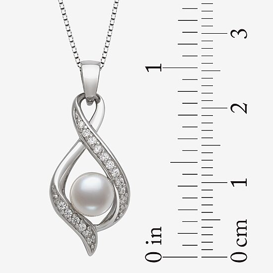 Womens White Cultured Freshwater Pearl Sterling Silver 18 Inch Pendant Necklace
