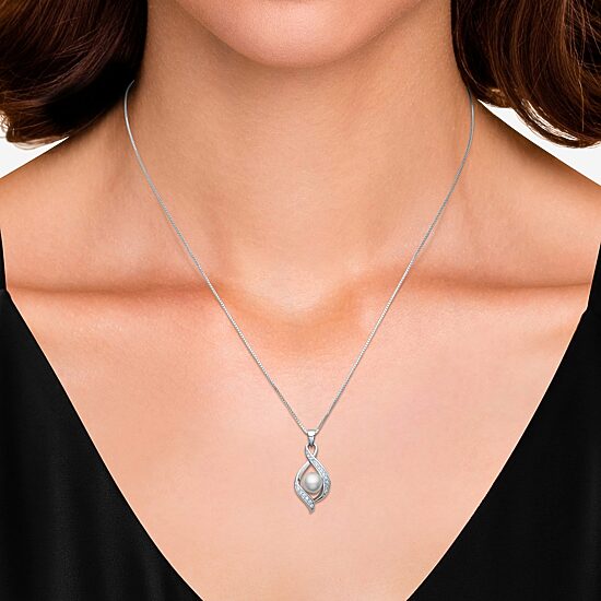 Womens White Cultured Freshwater Pearl Sterling Silver 18 Inch Pendant Necklace