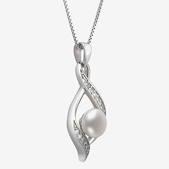 Womens White Cultured Freshwater Pearl Sterling Silver 18 Inch Pendant Necklace