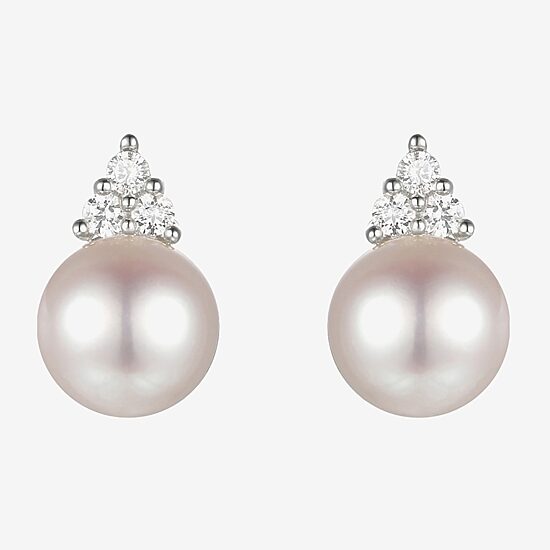 Dyed White Cultured Freshwater Pearl Sterling Silver 8mm Stud Earrings