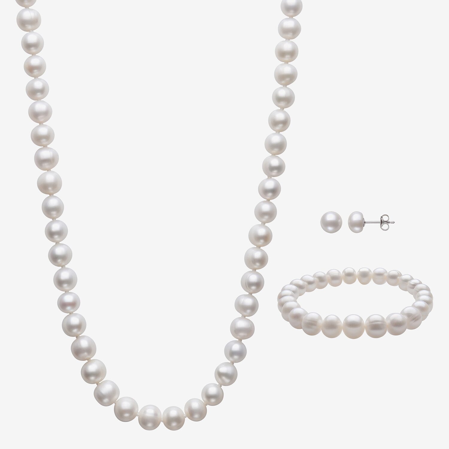 Womens White Cultured Freshwater Pearl Sterling Silver 3-pc. Jewelry Set