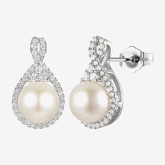 Dyed White Cultured Freshwater Pearl Sterling Silver 15mm Stud Earrings