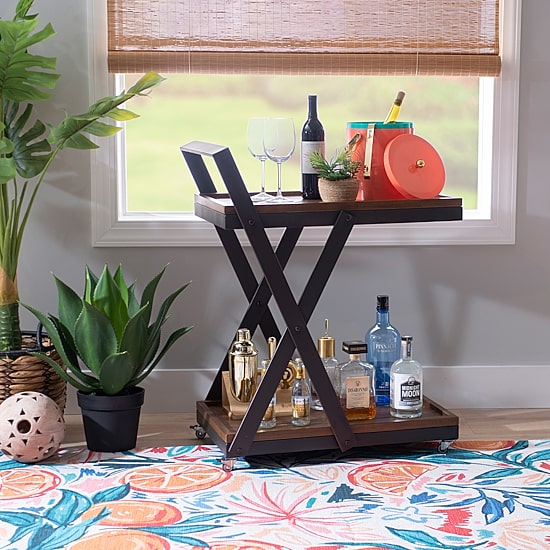 Linon Ebbtide Wood-Top Serving Cart
