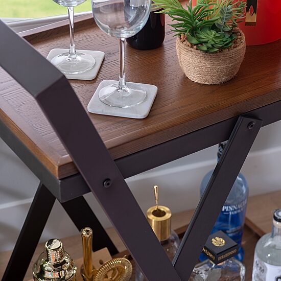 Linon Ebbtide Wood-Top Serving Cart