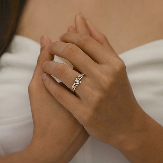 Promise My Love Womens 1/10 CT. T.W. Natural White Diamond 10K Gold Heart Promise Ring