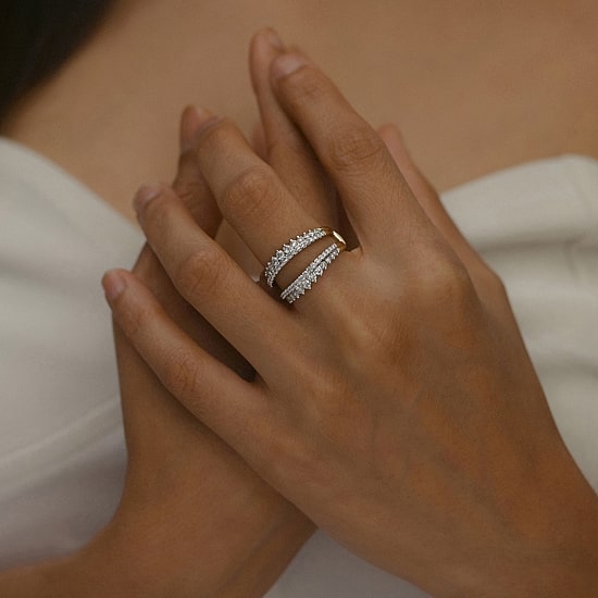 Womens 1 CT. T.W. Natural White Diamond 10K Gold Wedding Ring Guard