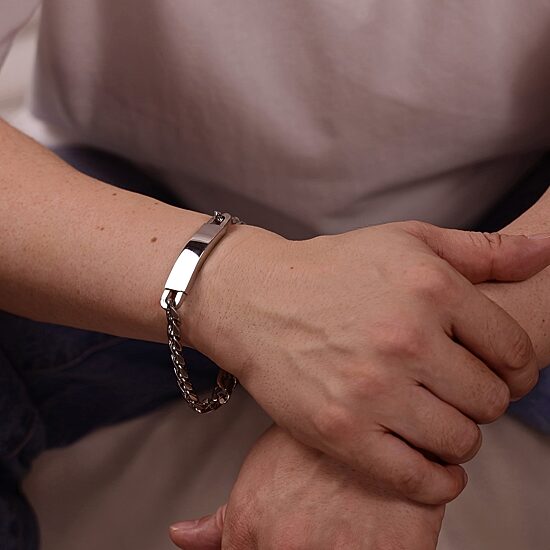 Mens 12mm Stainless Steel Curb ID Bracelet