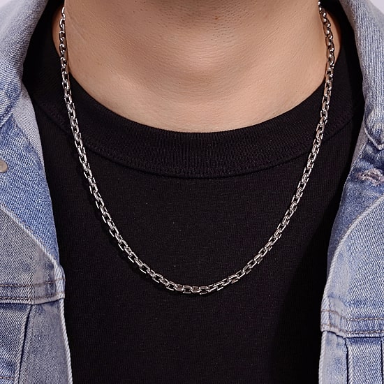 Mens Stainless Steel 22" 7mm Rolo Chain 