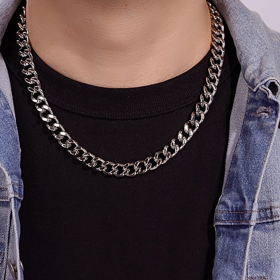 Mens Stainless Steel 12mm Chunky Curb Chain