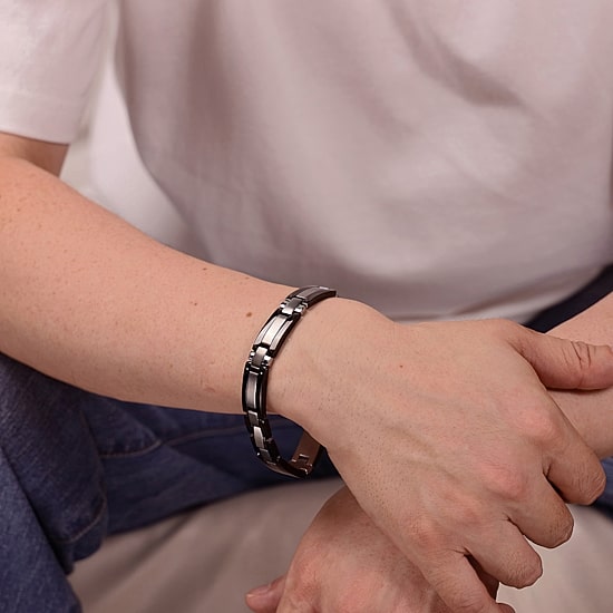 Mens Stainless Steel 8 1/4 Inch Link Bracelet