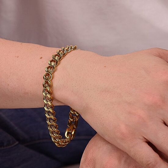 Mens Stainless Steel 10 Inch Solid Curb Chain Bracelet