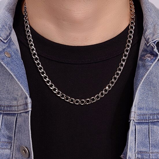 Mens Stainless Steel 22 Inch Curb Chain Necklace