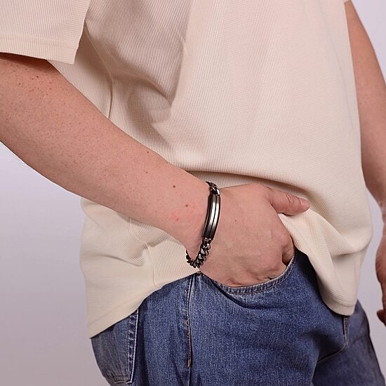 Mens Stainless Steel 8 1/2 Inch Solid Curb Id Bracelet