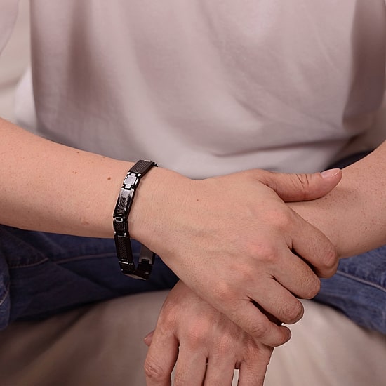 Mens Stainless Steel Solid 8 1/2 Inch Link Bracelet