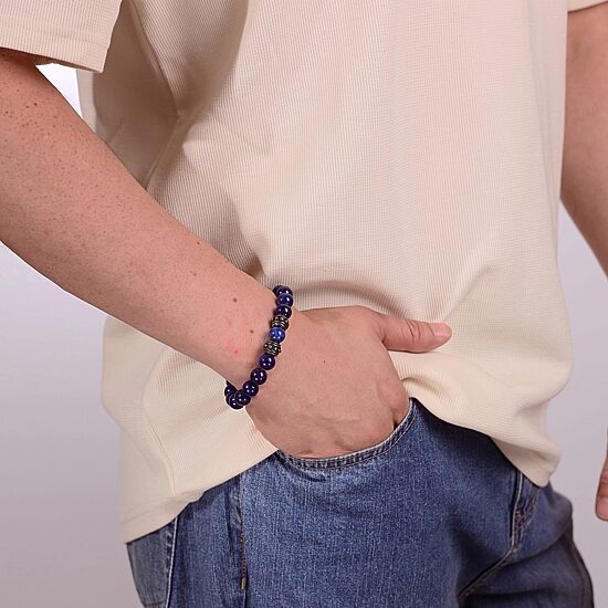 Mens Stainless Steel Beaded Bracelet