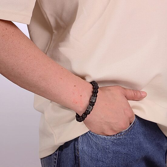 Mens Stainless Steel Beaded Bracelet
