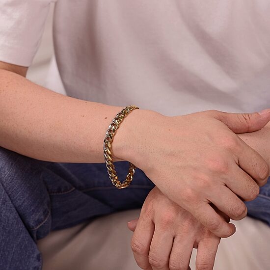 Mens Stainless Steel 9 Inch Solid Curb Chain Bracelet