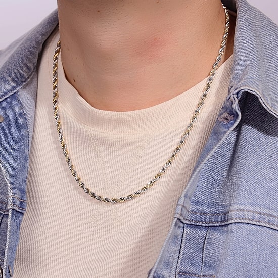 Stainless Steel Solid Rope Chain Necklace
