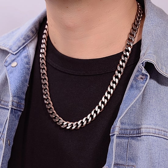 Stainless Steel Solid Curb Chain Necklace