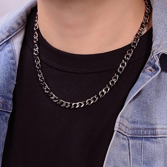 Mens Stainless Steel 24 Inch Curb Chain Necklace