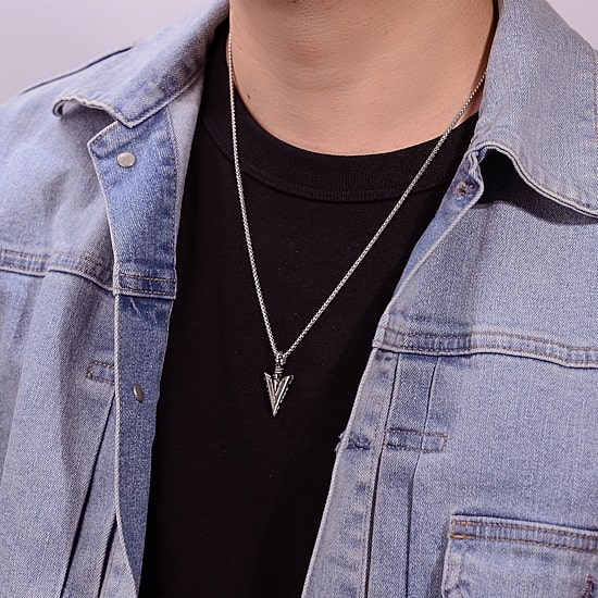 Mens Stainless Steel 24 Inch Pendant Necklace