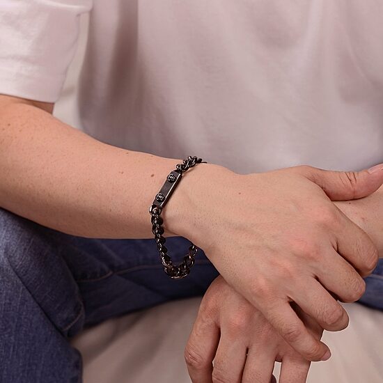 Mens Stainless Steel Skull Beaded Bracelet