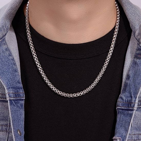 Stainless Steel Solid Box Chain Necklace