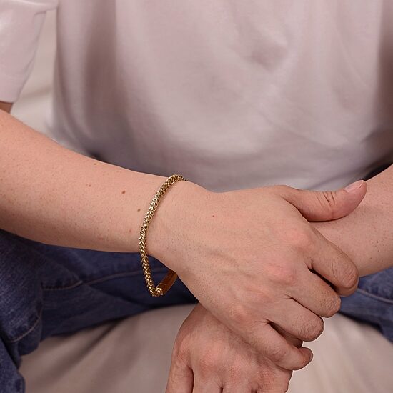 Mens Stainless Steel 9 Inch Solid Wheat Chain Bracelet