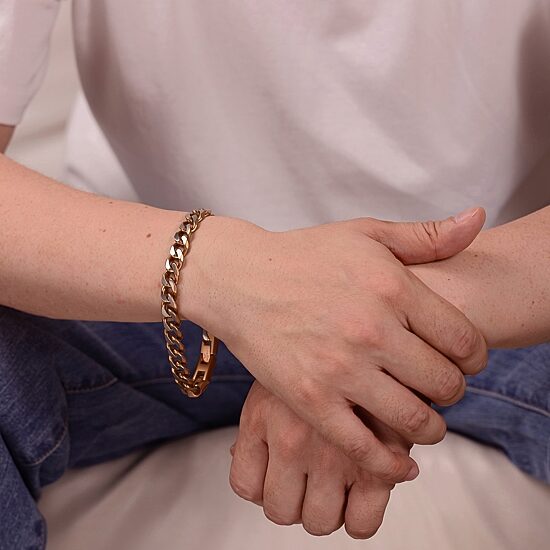 Mens Stainless Steel 9 Inch Solid Curb Chain Bracelet