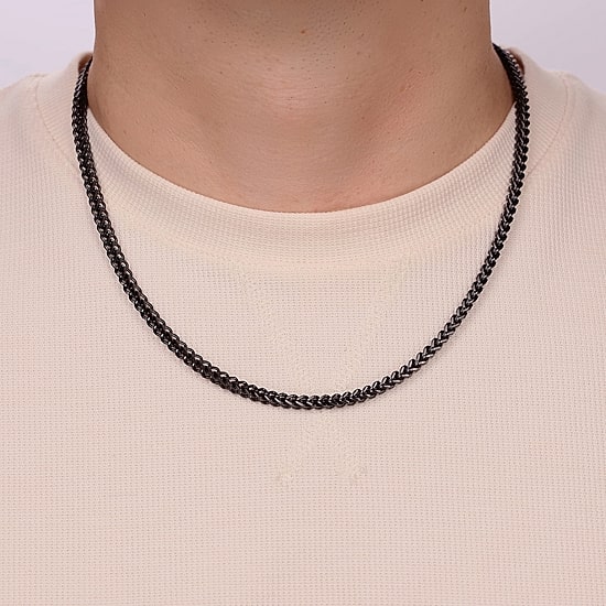 Stainless Steel Solid Wheat Chain Necklace