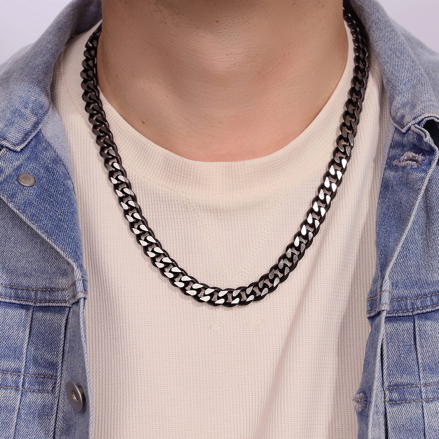 Stainless Steel Solid Curb Chain Necklace