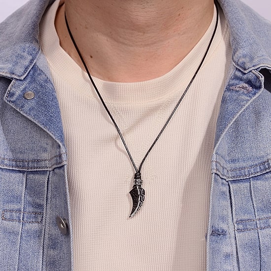 Tooth Mens Stainless Steel 20 Inch Pendant Necklace