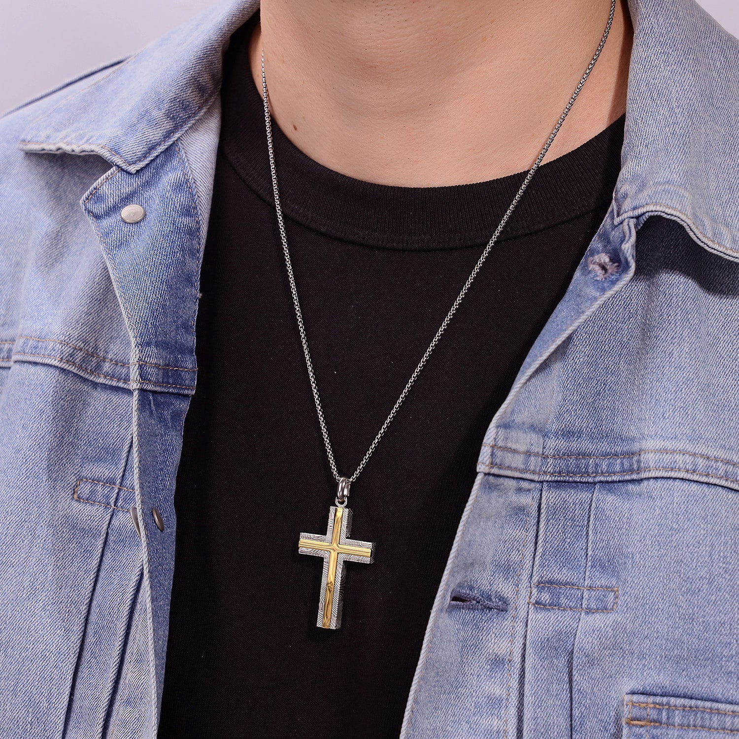 Mens Cross 24 Inch Pendant Necklace