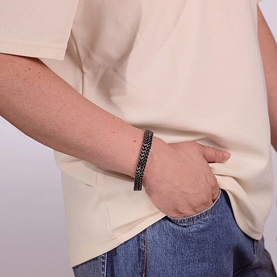 Mens Stainless Steel 8 1/2 Inch Solid Wheat Chain Bracelet