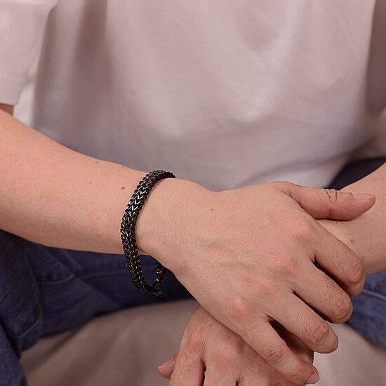 Mens Stainless Steel 8 1/2 Inch Solid Wheat Chain Bracelet