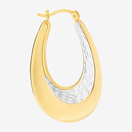 Womens 14K Gold Over Silver 36mm Oval Hoop Earrings