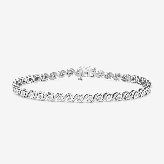 (I / I1) Womens 1/2 CT. T.W. Lab Grown White Diamond Sterling Silver 7.25 Inch Tennis Bracelet