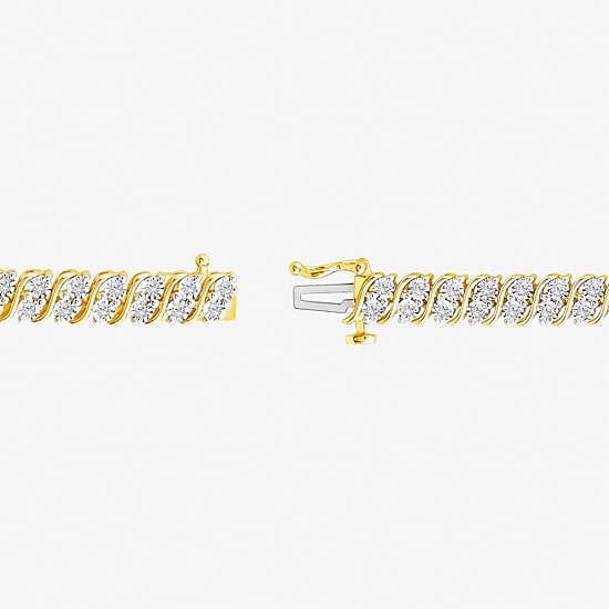 (I1/ I) Womens 1 CT. T.W. Lab Grown White Diamond 14K Gold Over Silver 7.5 Inch Tennis Bracelet