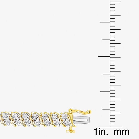 (I1/ I) Womens 1 CT. T.W. Lab Grown White Diamond 14K Gold Over Silver 7.5 Inch Tennis Bracelet