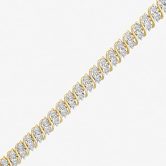 (I1/ I) Womens 1 CT. T.W. Lab Grown White Diamond 14K Gold Over Silver 7.5 Inch Tennis Bracelet
